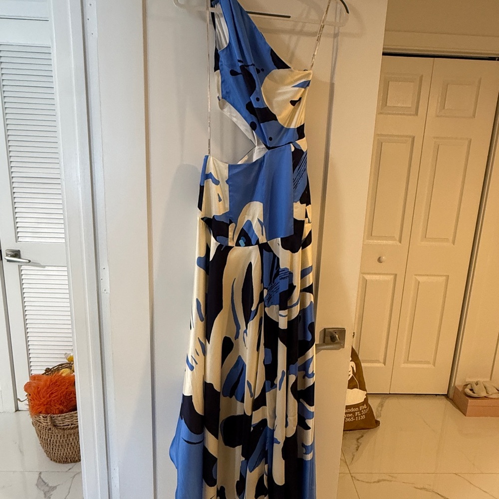Silvia Tcherassi Blue and White One-Shoulder Dress - Picture 5 of 11